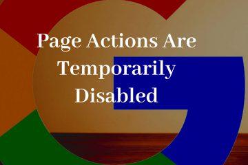 Page Actions Are Temporarily Disabled